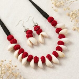 Handcrafted Red Thread & Shell “Kauri” Choker Set