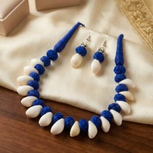 Handcrafted Blue Thread & Shell "Kauri" Choker Set