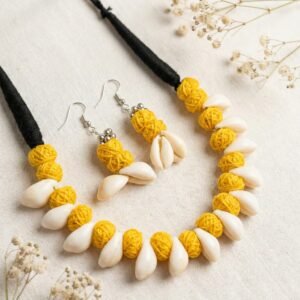 Handcrafted Yellow Thread & Shell “Kauri” Choker Set